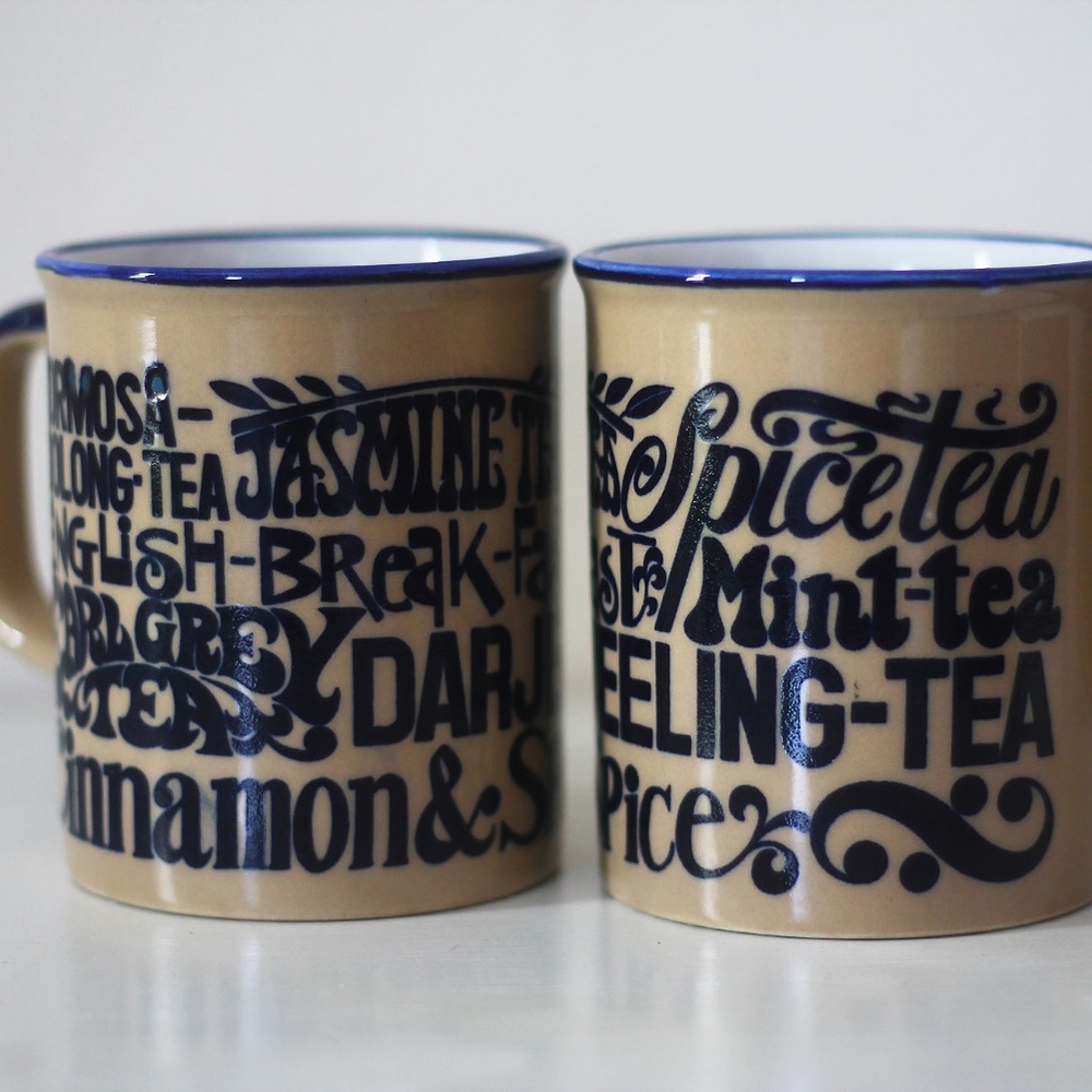 set of 2 matching tea mugs | folk style ceramics